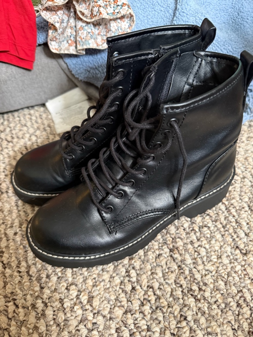 Madden Girl Black Lace-Up Combat Boots